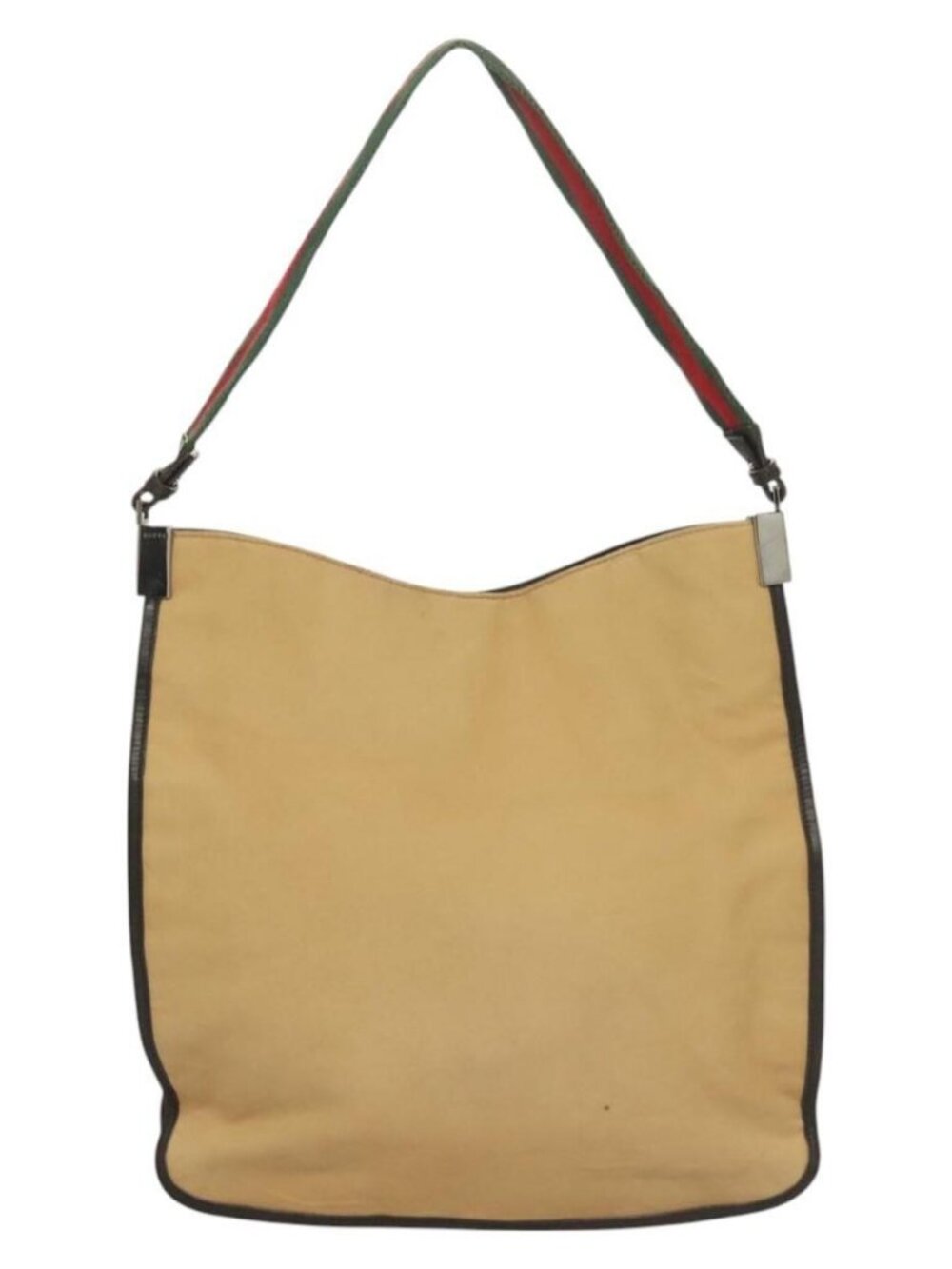 GUCCI Web Sherry Line Shoulder Bag Canvas Beige Silver Red 001 4306 Auth hk2865 - Picture 3 of 16